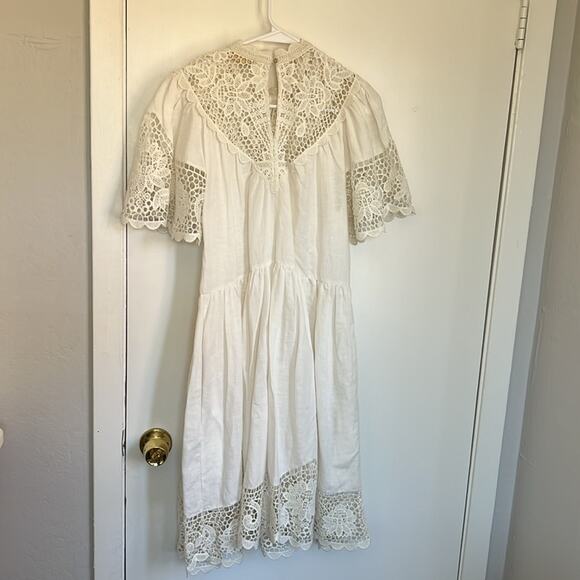 Ulla Johnson Tallulah Linen Blend Lace Crochet Scalloped Minidress Size 4 Ivory - Picture 6 of 6